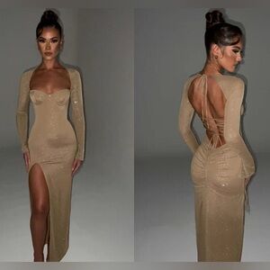 Elegant Tan Maxi Dress